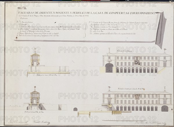 CANAL IMPERIAL ARAGON-PLANOS DE CASA DE COMPUERTAS PRESA-1778