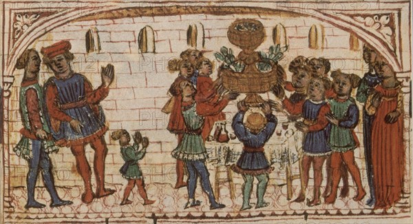 MS HARLEY 5686 FOL 61 - BANQUETE EN ITALIA - 1470
LONDRES, BRITISH MUSEUM LIBRARY
INGLATERRA
This image is not downloadable. Contact us for the high res.