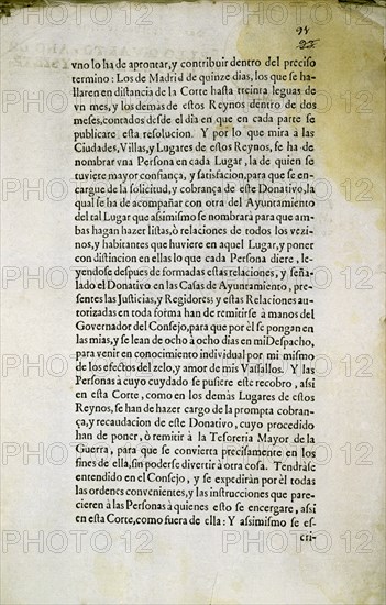 REAL DECRETO DE 18 DE OCTUBRE DE 1707 PIDIENDO DONATIVO FORZOSO A LOS SECULARES Y VOLUNTARIO A LOS ECLESIÁSTICOS
MADRID, ARCHIVO HISTORICO NACIONAL
MADRID