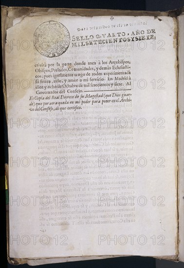 DECRETO DE NUEVA PLANTA DE FELIPE V - 18/10/1707
MADRID, ARCHIVO HISTORICO NACIONAL
MADRID