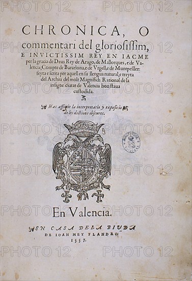 CRONICA DEL REY JAUME I-PORTADA-EDICION VALENCIANA 1557
MADRID, BIBLIOTECA NACIONAL RAROS
MADRID