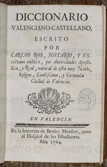 ROS CARLOS
DICCIONARIO VALENCIANO-CASTELLANO (1764)
MADRID, BIBLIOTECA NACIONAL PISOS
MADRID
This image is not downloadable. Contact us for the high res.