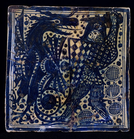 AZULEJO MANISES S XV-S JORGE  MATANDO AL DRAGON-AZULEJO DE FAMILIA CENTELLES
VALENCIA, MUSEO CERAMICA GONZALEZ MARTI
VALENCIA