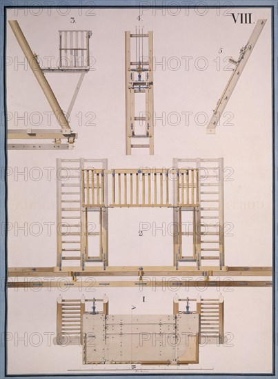 MENDOZA J
TELESCOPIO-PLAN Y CORTE DE LA GALERA
MADRID, OBSERVATORIO ASTRONOMICO
MADRID