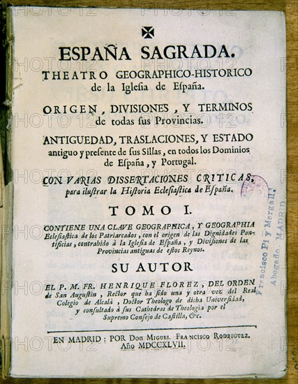 FLOREZ ENRIQUE
ESPAÑA SAGRADA (1747)
MADRID, BIBLIOTECA NACIONAL PISOS
MADRID

This image is not downloadable. Contact us for the high res.