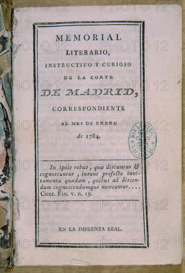 MEMORIAL LITERARIO (1784)
MADRID, BIBLIOTECA NACIONAL DIARIOS
MADRID