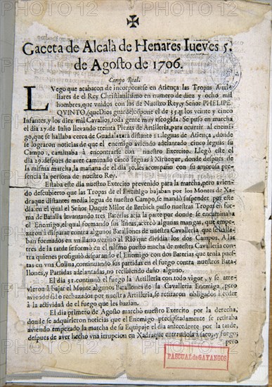 GACETA DE ALCALA DE HENARES (1706)
MADRID, BIBLIOTECA NACIONAL RAROS
MADRID