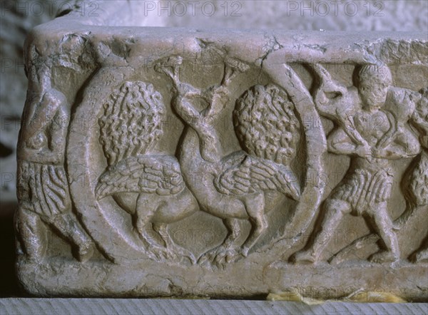 PILA ARABE DEL SIGLO XI - DETALLE PAVOS REALES - RELIEVE
JATIVA, MUSEO MUNICIPAL
VALENCIA