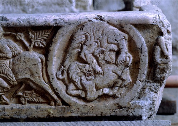 PILA ARABE DEL SIGLO XI - DETALLE LEON CAZANDO - RELIEVE
JATIVA, MUSEO MUNICIPAL
VALENCIA