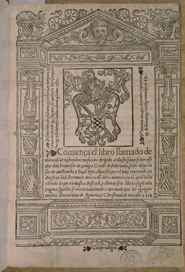 BERMUDO JUAN1510/-
DECLARACION DE INSTRUMENTOS(1555) PORTADA
MADRID, BIBLIOTECA NACIONAL RAROS
MADRID

This image is not downloadable. Contact us for the high res.