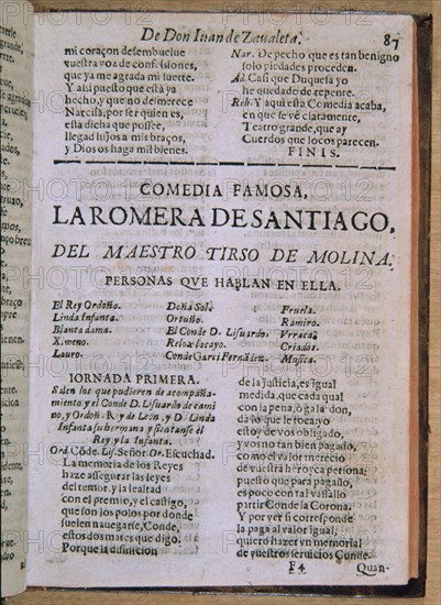 MOLINA TIRSO DE/TELLEZ GABRIEL 1579/1648
LA ROMERA DE SANTIAGO
MADRID, BIBLIOTECA NACIONAL RAROS
MADRID