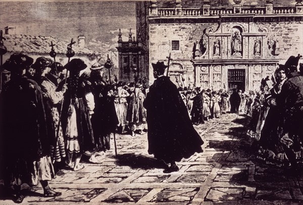 URRABIETA DANIEL
LITOGRAFIA-PEREGRINOS FRENTE A LA PUERTA SANTA DE COMPOSTELA-1880
SANTIAGO DE COMPOSTELA, INSTITUTO PADRE SARMIENTO
CORUÑA