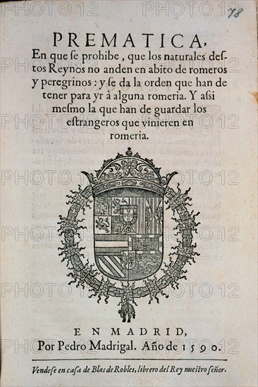 PRAGMATICA DE FELIPE II 1590 - PAG 78
MADRID, ARCHIVO HISTORICO NACIONAL
MADRID
This image is not downloadable. Contact us for the high res.