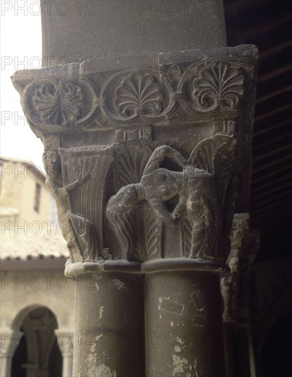 CLAUSTRO ROMANICO S XII-DETALLE DE CAPITEL
HUESCA, SAN PEDRO EL VIEJO
HUESCA
