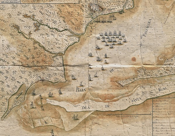 MADRID MUSEO NAVAL/MINISTERIO DE MARINA MAPA-TOMA DE PANZACOLA Y RENDICION DE FLORIDA OCCIDENTAL