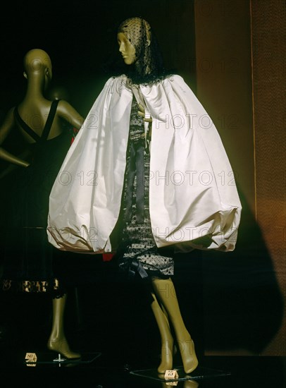Dress and coat designed by Balenciaga