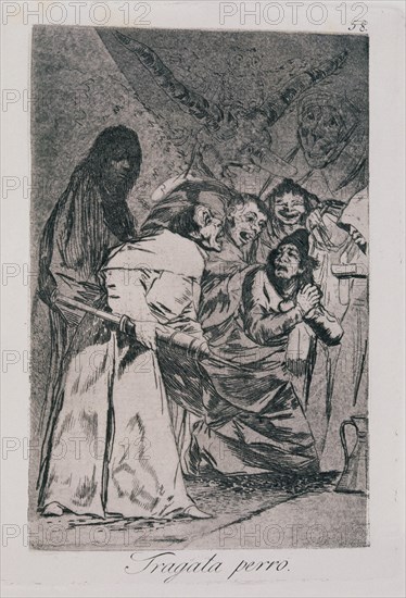 Goya, Capricho 58: Swallow It, Dog