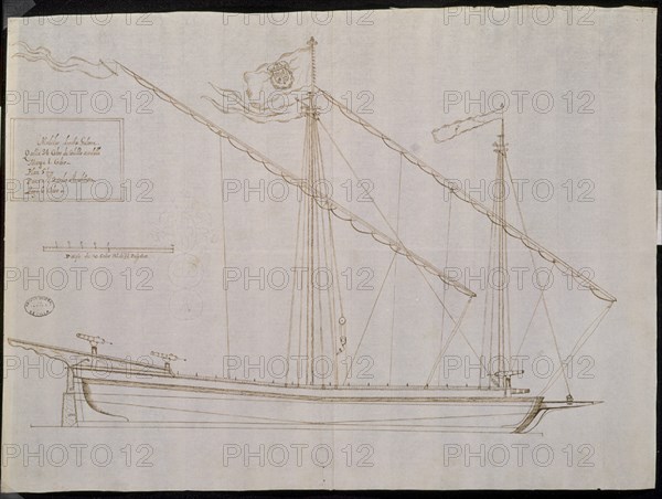 PLANO-GALEOTA HECHA PARA GUARDACOSTA-CUBA-1695
SEVILLA, ARCHIVO INDIAS
SEVILLA

This image is not downloadable. Contact us for the high res.