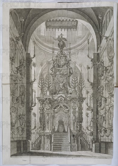 RUIZ DE IGL F I 1649/1704
TUMULO REALIZADO POR JOSE CHURRIGUERA PARA HONRAS FUNEBRES DE MARIA LUISA DE ORLEANS
MADRID, BIBLIOTECA NACIONAL RAROS
MADRID
This image is not downloadable. Contact us for the high res.