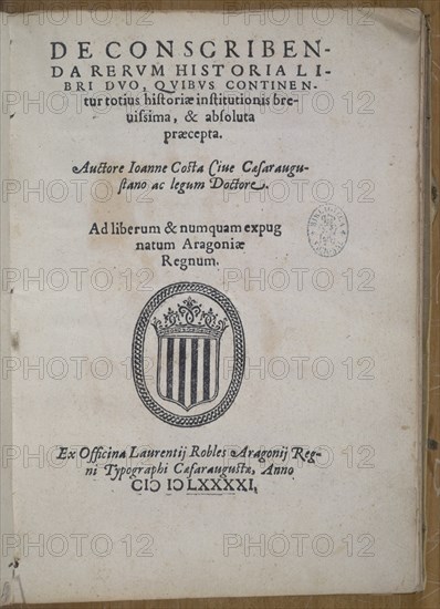 COSTA JUAN
DE CONSCRIBEN DA RERUM-HISTORIA LIBRO II
MADRID, BIBLIOTECA NACIONAL RAROS
MADRID

This image is not downloadable. Contact us for the high res.