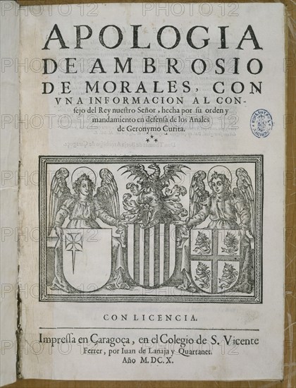 MORALES AMBROSIO
APOLOGIA DE ARAGON-PORTADA-ZARAGOZA 1610-ESCUDO
MADRID, BIBLIOTECA NACIONAL PISOS
MADRID