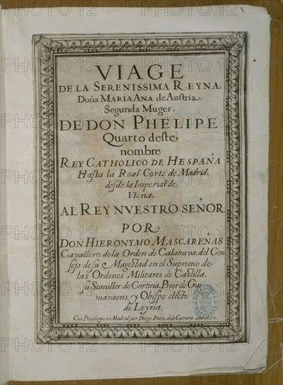 MASCANERAS
VIAJE DE MARIA ANA DESDE VIENA A MADRID-1650-PORTADA
MADRID, BIBLIOTECA NACIONAL RAROS
MADRID

This image is not downloadable. Contact us for the high res.