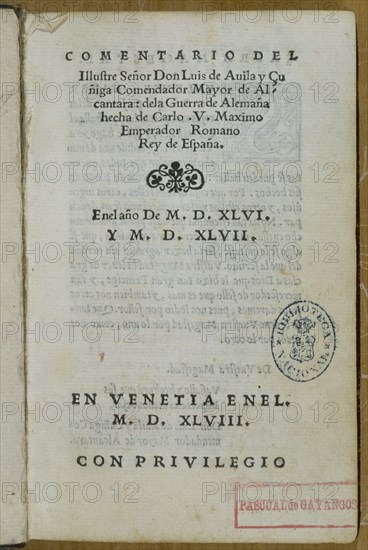 AVILA Y ZUÑIGA LUIS
COMENTARIO DE LA GUERRA DE ALEMANIA POR CARLOS V
MADRID, BIBLIOTECA NACIONAL RAROS
MADRID

This image is not downloadable. Contact us for the high res.