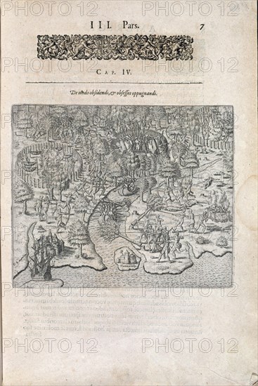 BRY THEODORE 1528-1598
GRANDES VIAJES 1590. AMERICA-PARTE 3-GRABADO-ESPAÑOLES ATACADOS POR LOS INDIOS
MADRID, BIBLIOTECA NACIONAL RAROS
MADRID