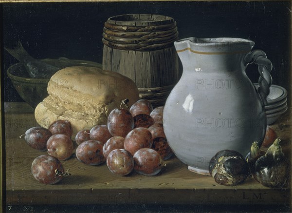 Melendez L., Nature morte: Cerises, figues et pain