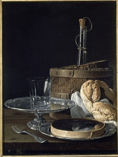 Melendez L., Nature morte: pot de confiture, pain et autres objets