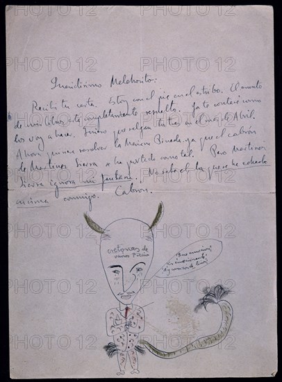 GARCIA LORCA FEDERICO 1898/1936
CARTA A MELCHOR CON DIBUJO SATIRICO
MADRID, FUNDACION GARCIA LORCA
MADRID
This image is not downloadable. Contact us for the high res.