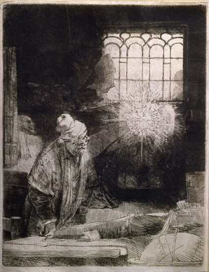 Harmenszoon Van Rijn Rembrandt, dit Rembrandt (1606-1669)
EL DOCTOR FAUSTO 1652-53 - GRABADO EN COBRE- AGUAFUERTE- PAPEL 209x161 mm
MADRID, COLECCION DUQUES DE ALBA
MADRID