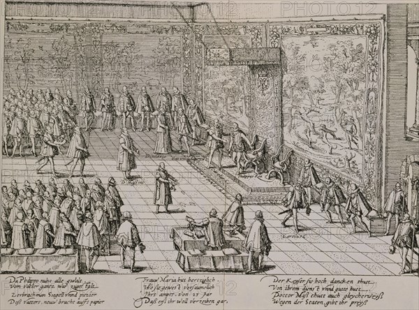 HOGENBERG
GRABADO - ABDICACION DE CARLOS V EN FELIPE II EN LOS PAISES BAJOS EL 25/10/1555 - BRUSELAS
MADRID, BIBLIOTECA NACIONAL B ARTES
MADRID