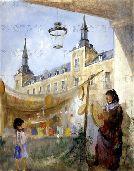VICENTE EDUARDO
LA PLAZA MAYOR EN LA FIESTA DE NAVIDAD-1965-O/L-I.N.21145-100X79 CM
MADRID, MUSEO MUNICIPAL
MADRID