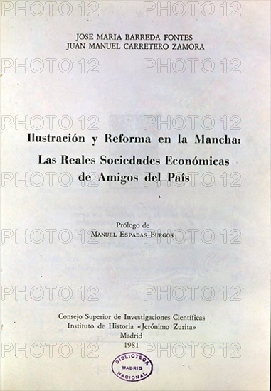 BARREDA
ILUSTRACION Y REFORMA EN LA MANCHA-AMIGOS DEL PAIS
MADRID, BIBLIOTECA NACIONAL PISOS
MADRID