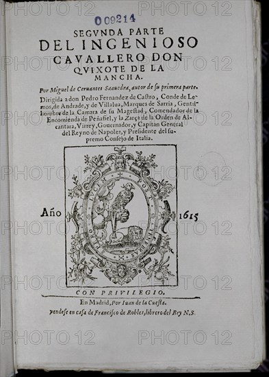 Cervantes, Don Quixote de la Mancha - second part - edition of 1615