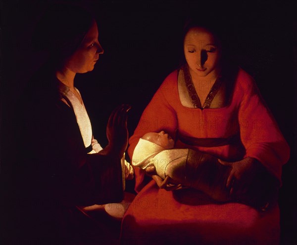 LA TOUR, GEORGES DE. The New Born Child - 17th century - 76x91 cm - oil on canvas - French Baroque