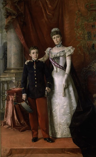 ALVAREZ CATALA LUIS 1836/1901
ALFONSO XIII Y DÑA MªCRISTINA DE HABSBURGO-REINA REGENTE 1898-O/L 230X142 CM
MADRID, SENADO-PINTURA
MADRID