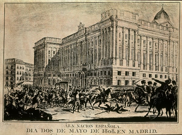 LOPEZ E
SALIDA DE LA  REINA DE ETRURIA E INFANTE FRANCISCO HACIA FRANCIA 2 MAYO 1808
MADRID, MUSEO MUNICIPAL
MADRID