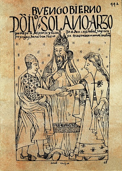 Poma de Ayala, Mariage de Beatriz Enríquez de Harana et Christophe Colomb