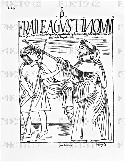 Poma de Ayala, Augustinian monk beating an Indian