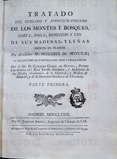 DUHAMEL MONCEAU
TRATADO PARA CUIDADO DE MONTES Y BOSQUES
MADRID, BIBLIOTECA NACIONAL PISOS
MADRID