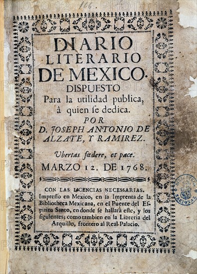 ALZATE JOSE ANTONIO DE
DIARIO LITERARIO DE MEXICO-12-3-1768
MADRID, HEMEROTECA MUNICIPAL
MADRID

This image is not downloadable. Contact us for the high res.