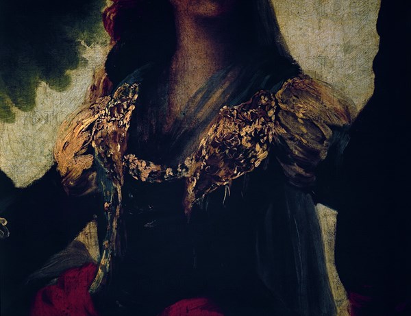 Goya, La Maja et les hommes déguisés - Détail du corps de la Maja