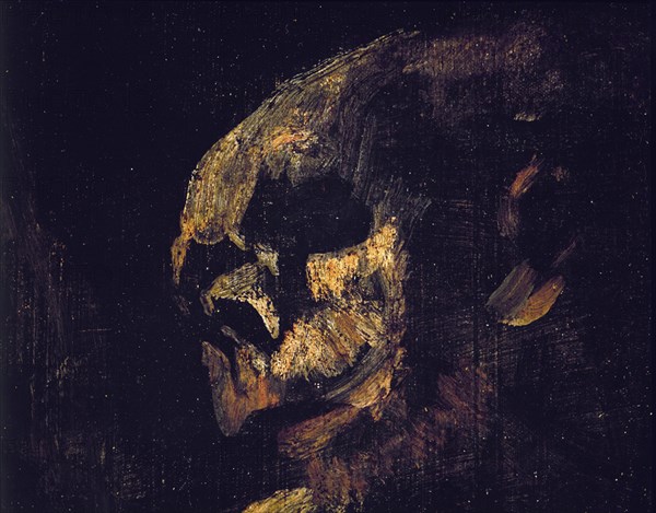 Goya, Two old men eating soup (detail face)