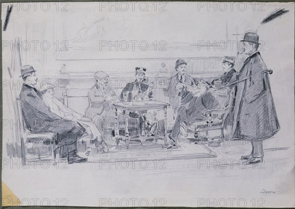 LLORENS FRANCISCO 1874-1948
TERTULIA DE CAFE EN ROMA-DIBUJO 22X31 CMS-1904