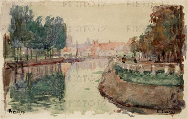 LLORENS FRANCISCO 1874-1948
CANAL DE BRUJAS-ACUARELA 9X13,5 CMS-1903