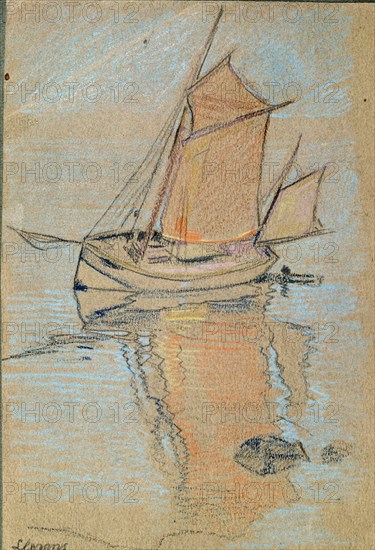 LLORENS FRANCISCO 1874-1948
BARCA-DIBUJO-CARBONCILLO Y PASTEL-18,5X13 CMS-1920