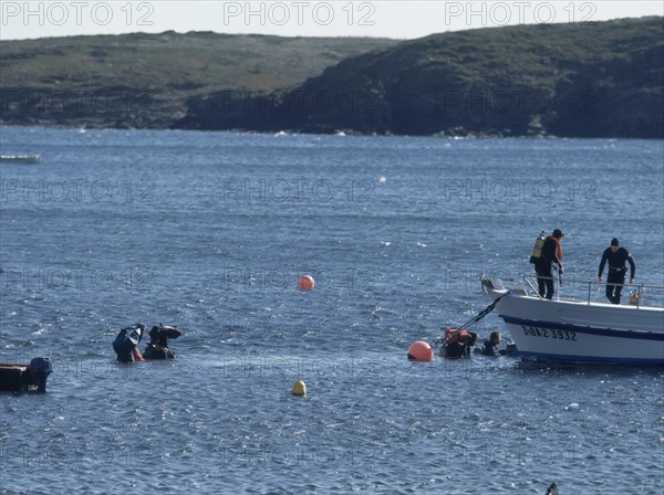 SUBMARINISTAS TRASLADANDO EQUIPO A UN BARCO
PORT LLIGAT, EXTERIOR
GERONA