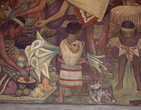 RIVERA DIEGO 1886/1957
TABLERO-MERCADO DE TLATELOLCO-NIÑO CON FLORES ALCATRAZ  Y CABALLITO
MEXICO DF, PALACIO NACIONAL
MEXICO